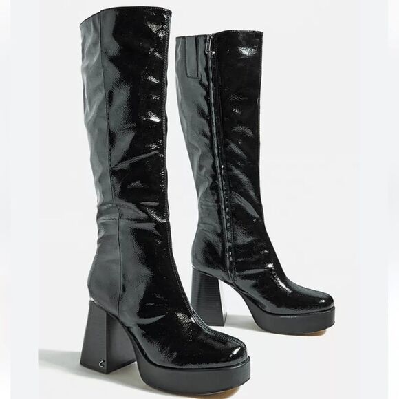 New Circus NY Women's Sandy Knee High Boot Black Patient shiny tall boots 5.5 - Picture 1 of 5
